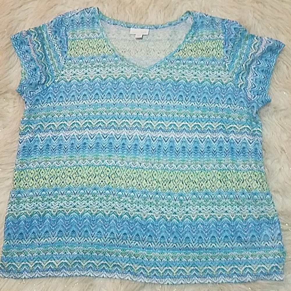 J jill  love linen blue multicolored top